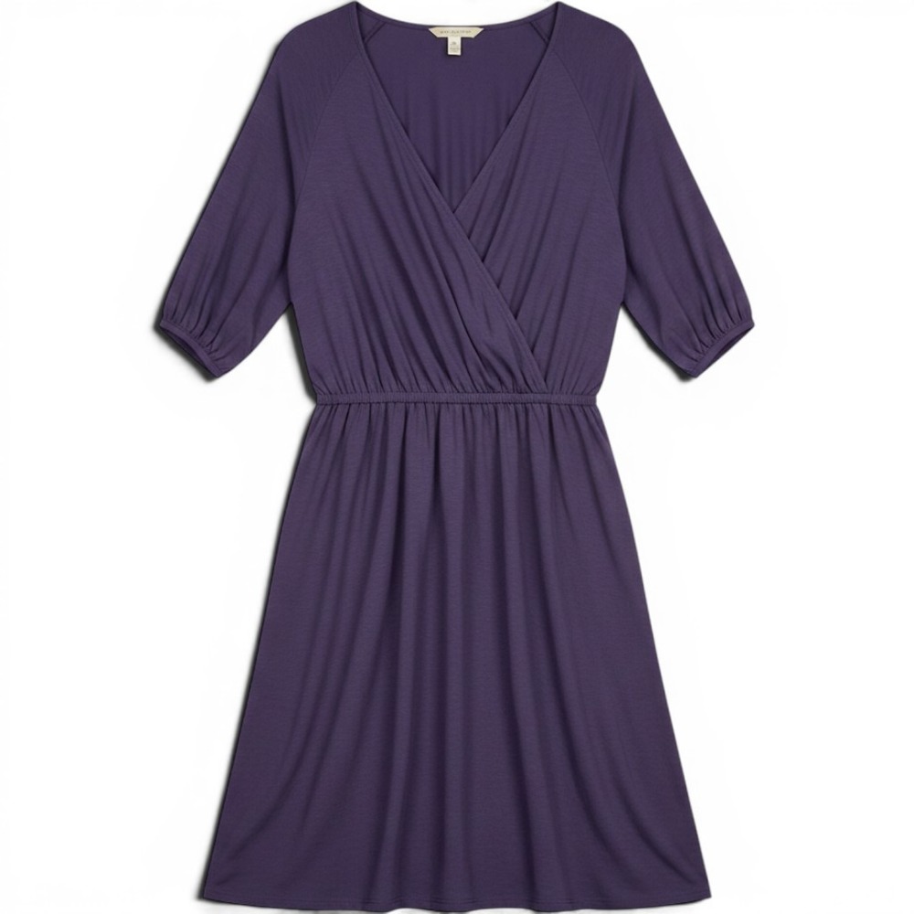 Tommy Bahama Dress Womens Medium Purple Viscose Stretch V Neck Raglan Sleeve